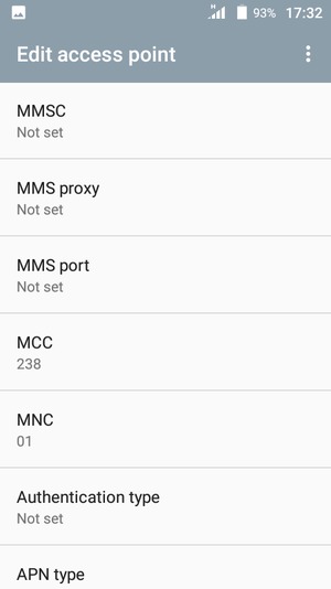 Scroll down and enter MMS information