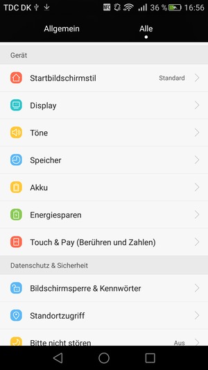 Scrollen Sie und wählen Sie Energiesparen