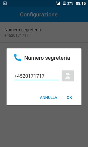 Inserisci Numero segreteria e seleziona OK