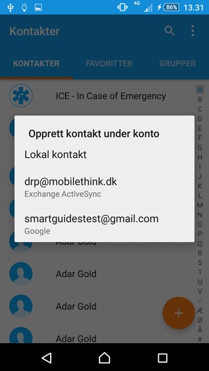 Velg din Google-konto