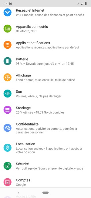 Sélectionnez Réseau et Internet