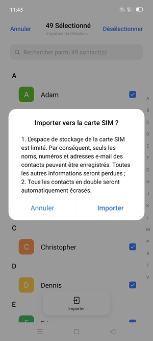 Sélectionnez Importer