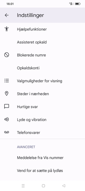 Scroll til og vælg Telefonsvarer