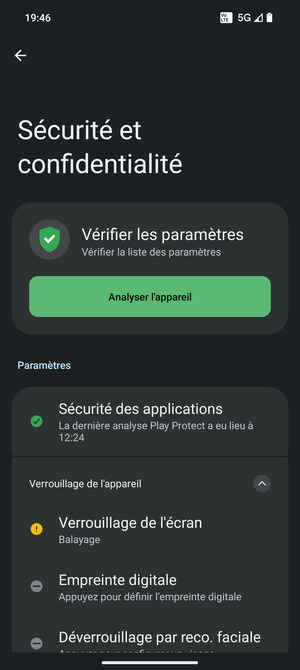Sélectionnez Verrouillage de l'écran