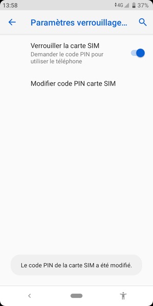 Votre code PIN de la carte SIM a été modifié