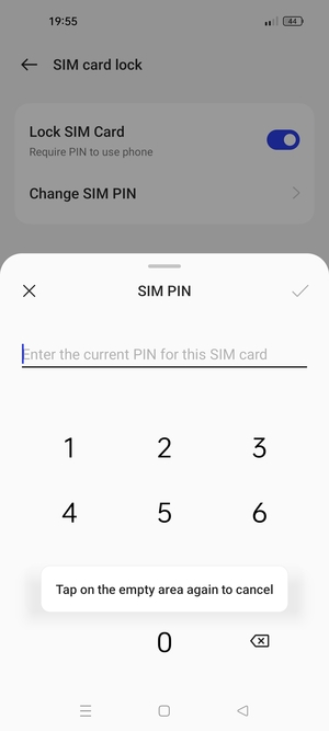 Enter your Current PIN for the SIM card and select OK