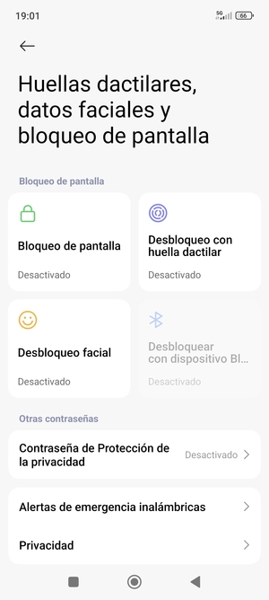 Desplácese y seleccione Privacidad