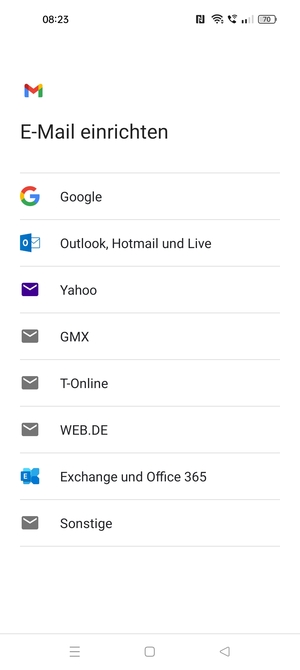 Wählen Sie Outlook, Hotmail und Live