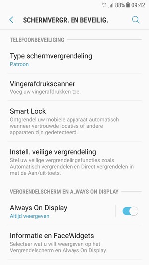 Uw telefoon is nu beveiligd met een schermvergrendeling