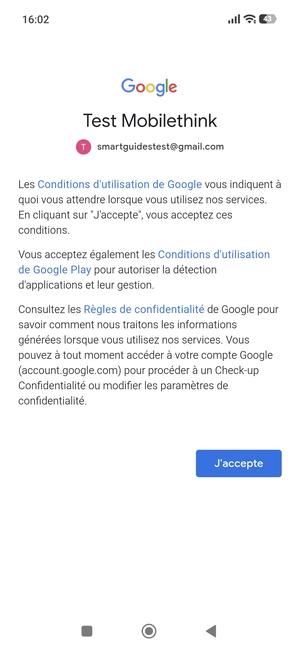 Sélectionnez J'accepte