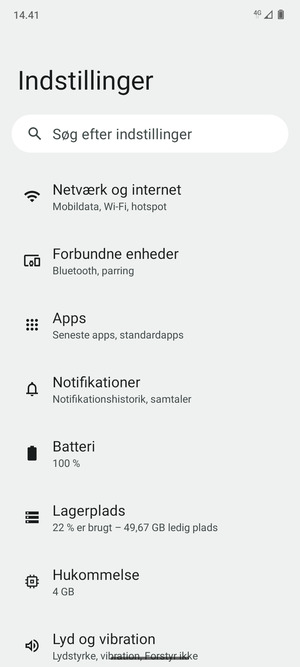 Vælg Netværk og internet