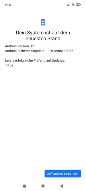 Falls Ihr Handy aktualisiert ist, wird Ihnen der folgende Bildschirm angezeigt