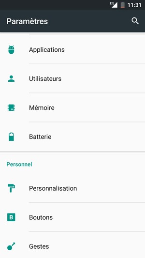 Faites défiler et sélectionnez Batterie