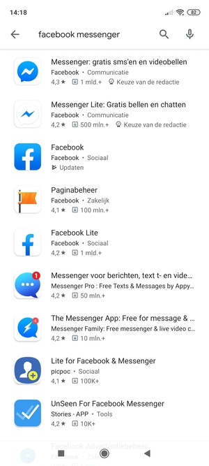 Selecteer de app