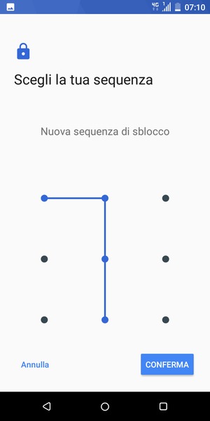Disegna nuovamente la sequenza di sblocco e seleziona CONFERMA