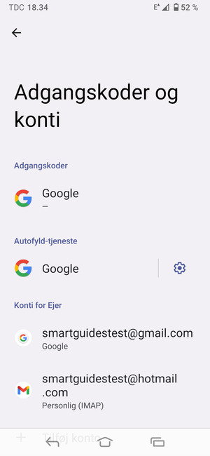 Vælg din Google konto