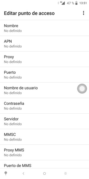 Introduzca la información de Internet