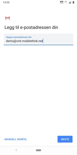 Skriv inn e-postadresse og velg NESTE