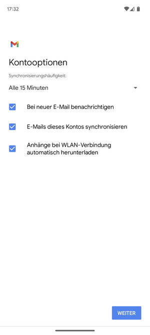 Wählen Sie WEITER