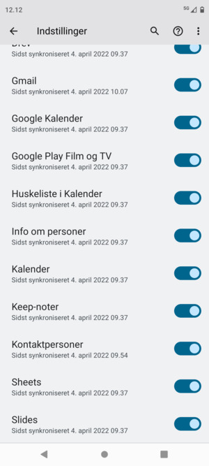 Kontroller at Kontaktpersoner er valgt