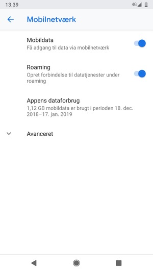 Slå Roaming til eller fra