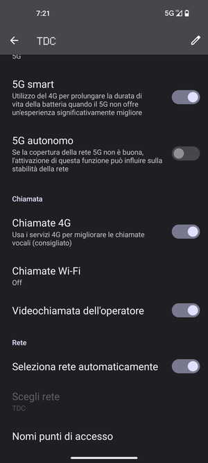 Per modificare la rete, in presenza di problemi, disattiva Seleziona rete automaticamente