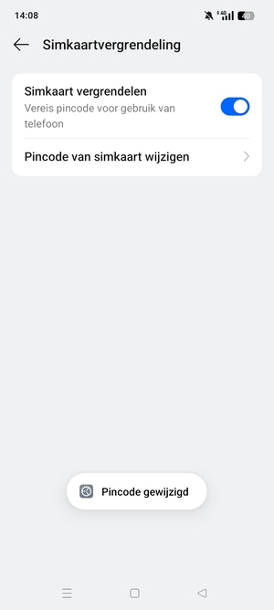 Uw Pincode voor simkaart is gewijzigd