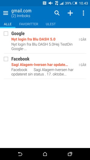 Gmail/Hotmail er klar til bruk