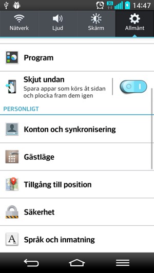 Välj Konton och synkronisering