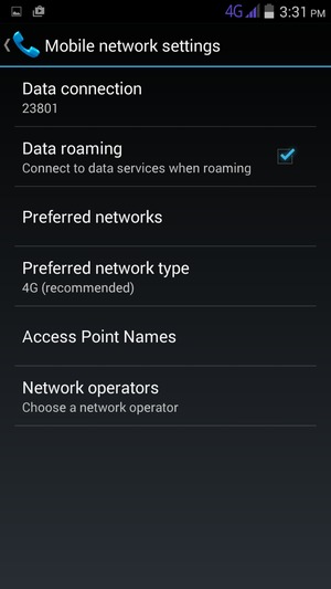 Turn Data roaming on or off