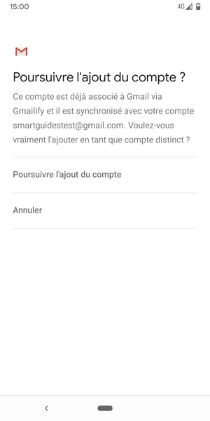Sélectionnez Poursuivre l'ajout du compte