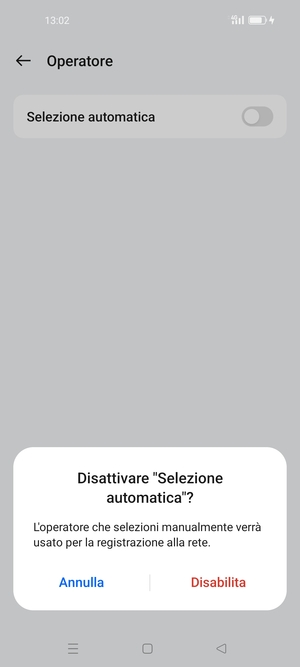 Seleziona Disabilita