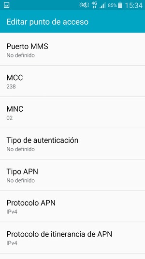 Desplácese hacia abajo e introduzca la información de Internet