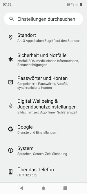 Scrollen Sie und wählen Sie System