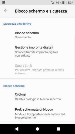 Seleziona Blocco schermo