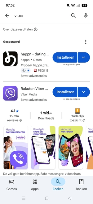 Selecteer de app