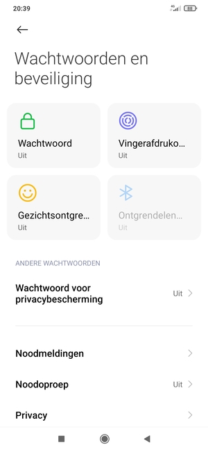 Selecteer Privacy