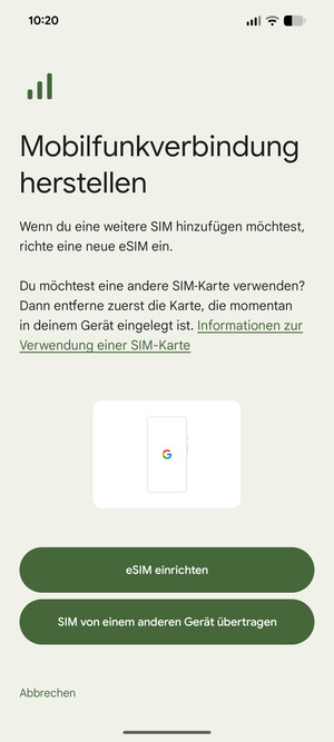 Wählen Sie eSIM einrichten