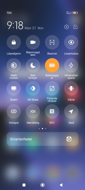 Slå på Batterisparer