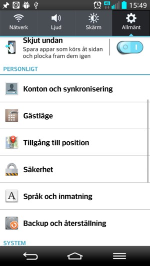 Välj Säkerhet