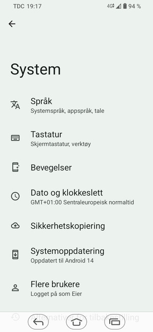 Velg Systemoppdatering