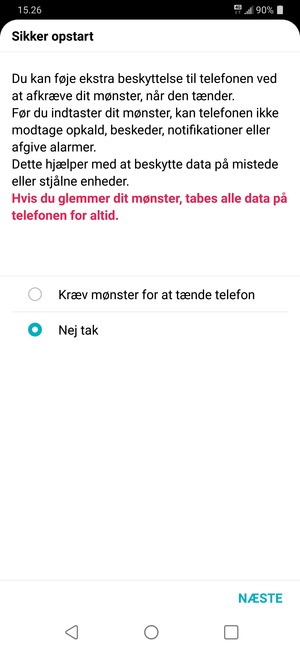 Vælg din foretrukne mulighed og vælg NÆSTE