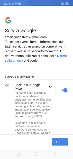 Seleziona ALTRO