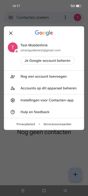 Selecteer Instellingen voor Contacten-app