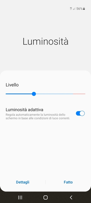 Attiva Luminosità adattiva e seleziona Fatto
