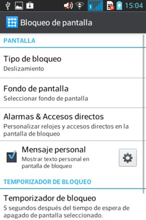 Seleccione Tipo de bloqueo