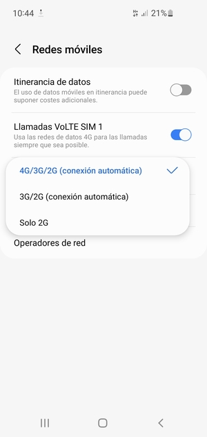 Seleccione la opción deseada