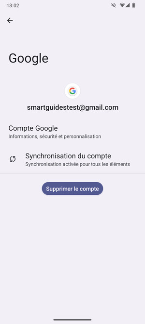 Sélectionnez Synchronisation du compte