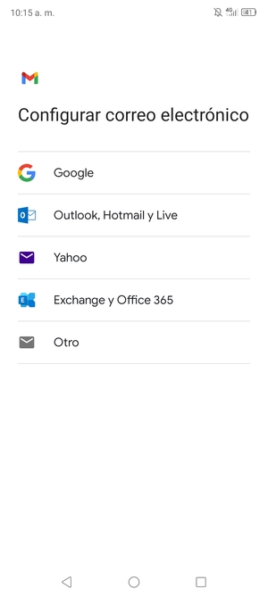 Seleccione Exchange y Office 365