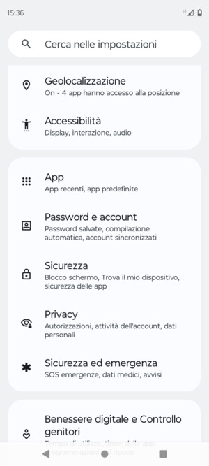 Scorri e seleziona Sicurezza